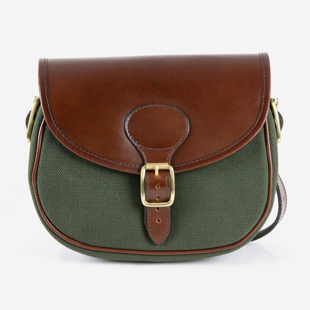 Huntsman Brandy Leather and Forest Canvas Cartridge Bag - 100 Shells