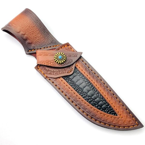 Leather Knife Sheath Fixed Blade Straight Knife Sheath Scabbard Pouch EDC Outdoor Hunting Camping Fit for 5.79" Blade Decor Gift