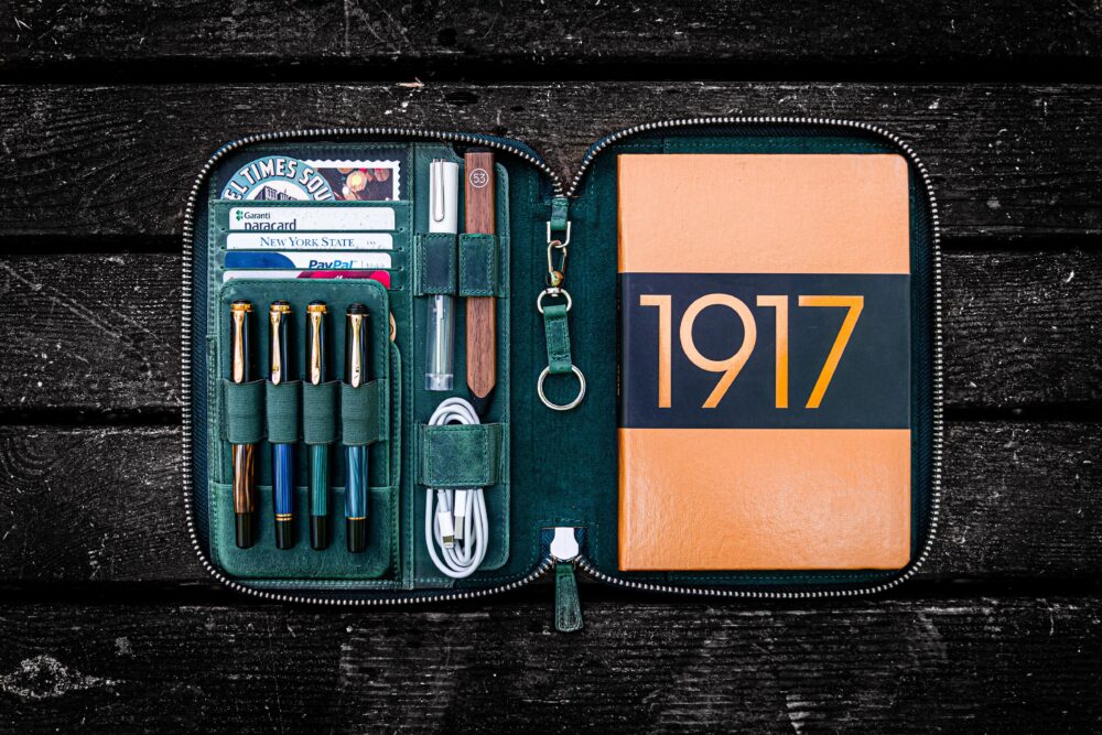 Leather Zippered A5 Leuchtturm1917 Notebook Folio - Crazy Horse Forest Green
