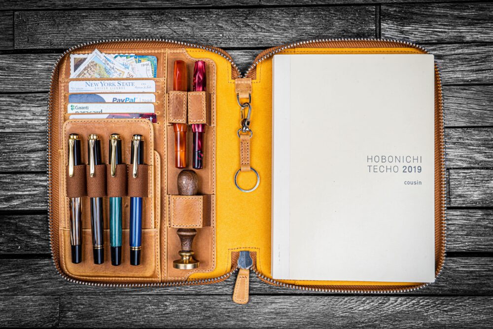 Leather Zippered A5 Leuchtturm1917 Notebook Folio - Crazy Horse Honey Ochre