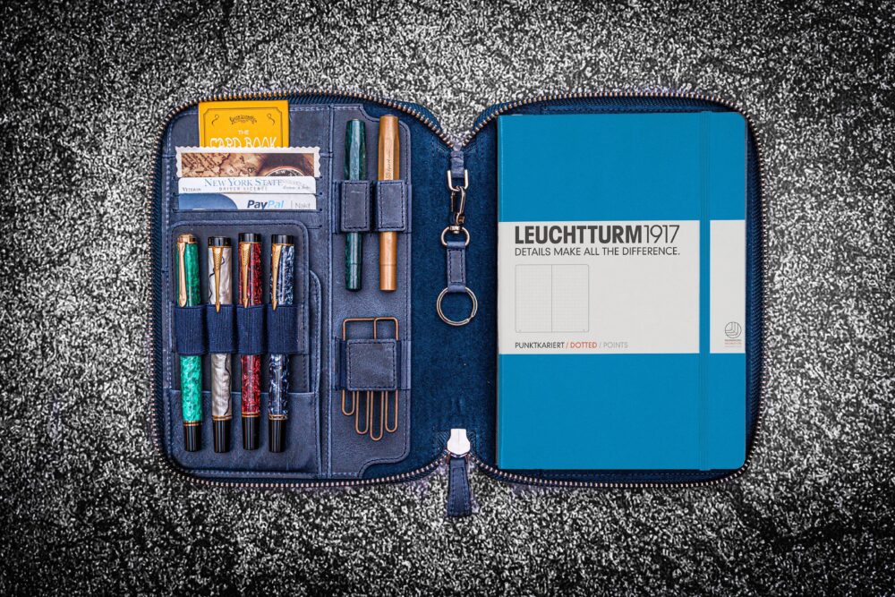 Leather Zippered A5 Leuchtturm1917 Notebook Folio - Crazy Horse Navy Blue