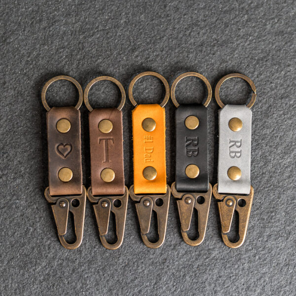 Push Clip Keychain | Personalized Premium Leather Keychain | Custom Key Fob | Leather Gift Handmade in the USA