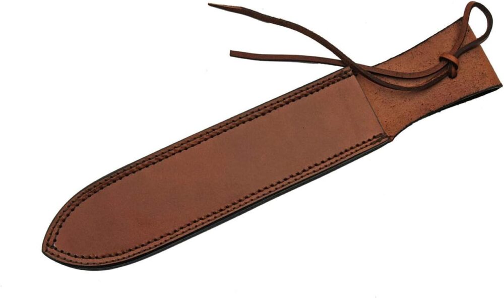 SZCO SUPPLIES Knife Sheath - 14" Brown Genuine Leather Knife Sheath for Belt - Heavy Duty Dagger Sheath, Knife Holster for Hunting, Tactical, Survival Knives