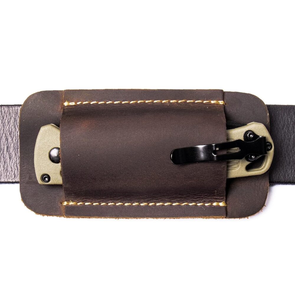 Topstache Leather Knife Sheath, Handmade Knife Holster, Horizontal Carry Leather Sheath for Belt, EDC Pocket Organizer for Men,Size S,Darkbrown
